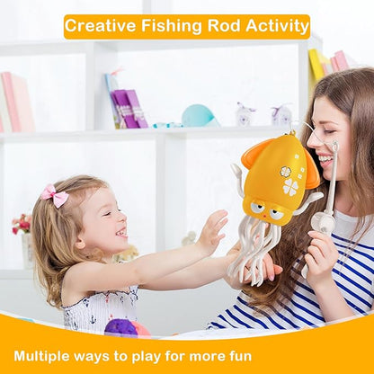 Plnmlls Dancing Octopus Toy,Tummy Time Toys,with Music and LED Light,Built-in Rechargeable Battery and Volume Can be Turned Off for 6-12 12-18 36 Months Walking Toddler Birthday Gift(Amber)
