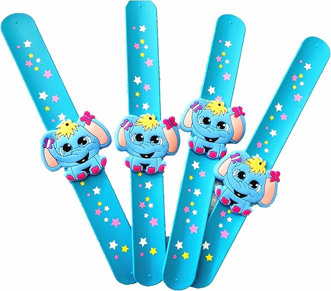12PCS Forest Animal Theme Party Kids Slap Bracelets Silicone Wristbands and Rings