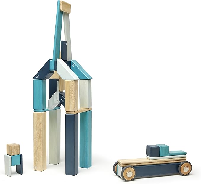 42 Piece Tegu Magnetic Wooden Block Set, Blues, 1-99 years old