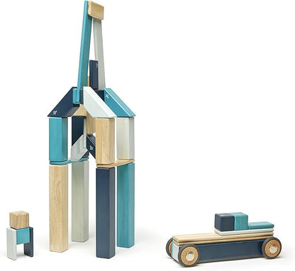 42 Piece Tegu Magnetic Wooden Block Set, Blues, 1-99 years old