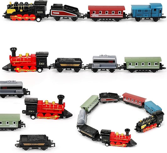 Hanaive 2 Sets Train Toys Small Alloy Retro Simulation Steam Pull Back Train Model Diecast Locomotive for Boys Girls Birthday Party Favor Classroom School Reward Gifts