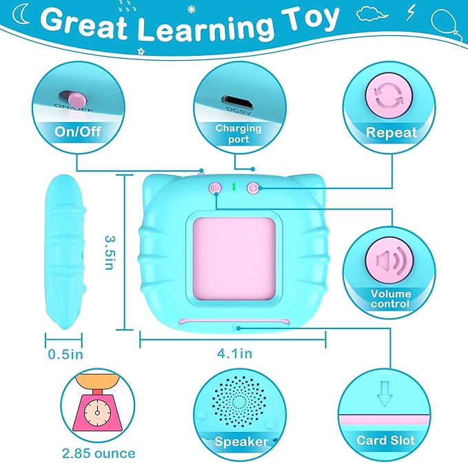 Talking Flash Cards for Toddler 1 2 3 4 Year Old, Toddler Toys Age 2-4, 224 Sight Words Learning Toys, Autism Sensory Toys, Pocket Speech Therapy Toys, Montessori Toys, Gifts for Boys Girls