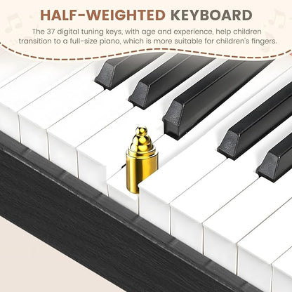 Kids Piano Keyboard, 37 Keys Wood Digital Piano for Kids, Mini Baby Piano Toy, Music Educational Instrument Toy for 2+ Girls and Boys (Black)