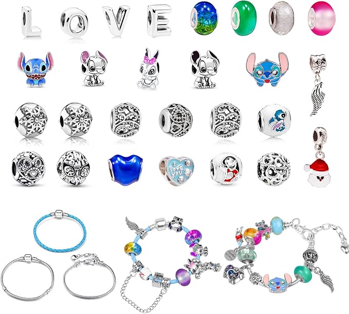 Manaror Charm Bracelet Making Kit,Jewelry Making Supplies Beads,Valentines Easter Crafts Gifts Set for Girls Kids Teens