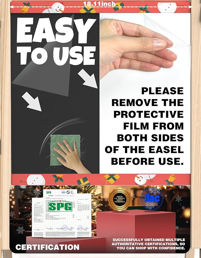 Joyooss Art Easel for Kids Easel for Toddlers, Christmas Gifts for Kids Adjustable Standing Wooden Toddler Easels Kids Dry Erase Board, Art Easel for Kids Age 2-4 4-8 9-12 Drawing Easels Girl Toys