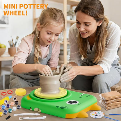 Skirfy Pottery Wheel for Kids - Arts and Crafts for Kids Ages 8-12,Complete Pottery Painting Kit Arts with Clays,Art Supplies Toys for Girls Boy Birthday Gift for 6+,Kids Gifts for Grandkids