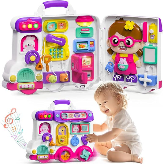 VOILBTOY Busy Board for 1-2 Year Old Girl Gift,Musical Toys for Toddlers 1-3 Year,Educational Fine Motor Baby Toys for 12 18 Months,Perfect for Preschool or Travel,Birthday Gift for 1+Year Old Girl