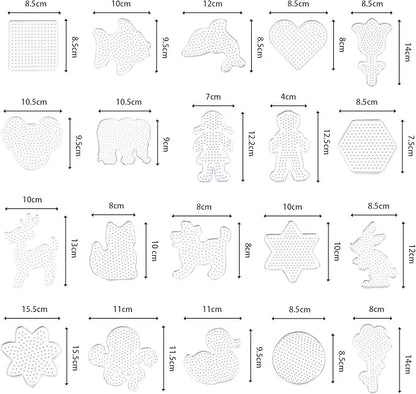 20 Pieces 5mm Fuse Beads Pegboards Clear Animal Shape Plastic Pegboards Craft Tray with 20 Pieces Colorful Cards for Kids DIY Craft Beads