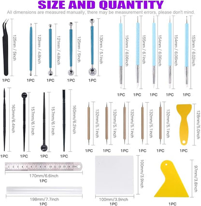 Swpeet 24Pcs Modeling Clay Sculpting Tools Kits, Painting Brush, Wooden Dotting Tools, Ball Stylus Tool, Plastic Ball Rod Stylus Modeling Tools, Clay Roller, Clay Scarper for Modeling Clay