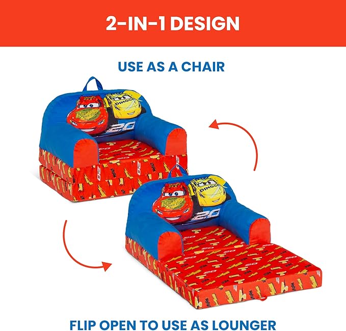 Delta Children - Cars Cozee Buddy Flip-Out Kids Chair, Blue