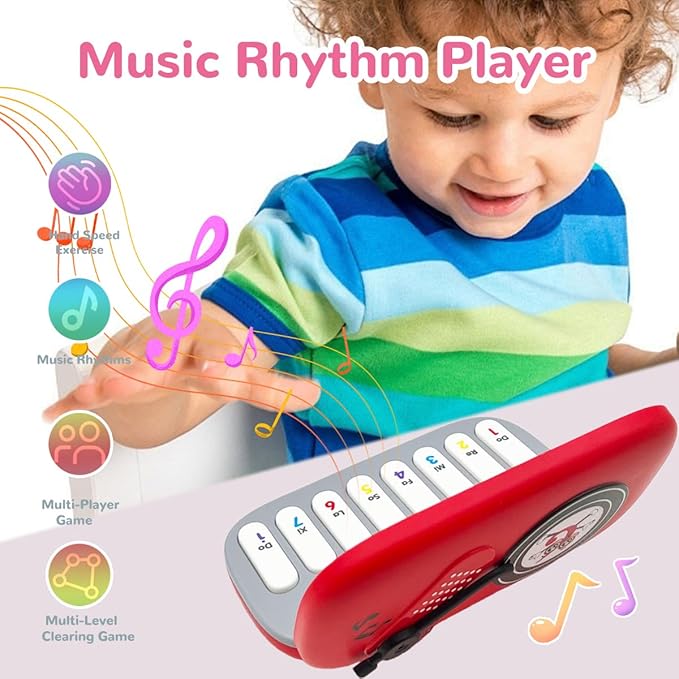 Kids Mini Piano Toy, BPA-Free Light Up Keyboard, Portable Travel Learning Toys for Toddlers, Music Interactive Birthday Gift for 3 4 5 6 Year Old Boys Girls Children (Red)