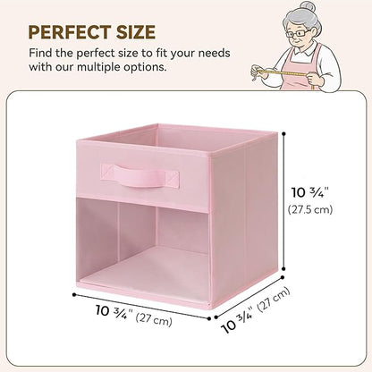 GRANNY SAYS Cube Storage Bins with Clear Window, 11 Inch Storage Cube Organizer, Collapsible Fabric Storage Cubes, Decorative Cube Storage Organizer for Shelves, Closet, Pink, 6-Pack