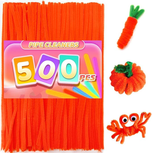 Praisebank 500pcs Orange Pipe Cleaners, Pipe Cleaners, Pipe Cleaners for Crafts.