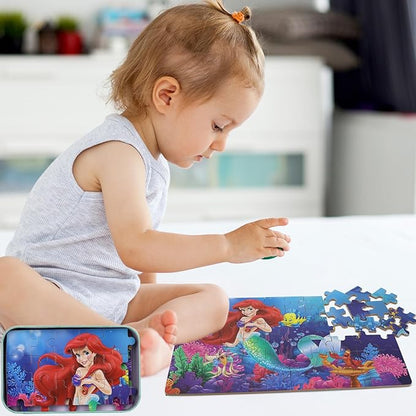 Princess Puzzles for Kids Ages 4-8 60 Pieces Puzzles for Kids Ages 3-5 Princess Puzzle for Girls and Boys Toys Jigsaw Puzzles in a Metal Box Educational Puzzles (Princess 0677)
