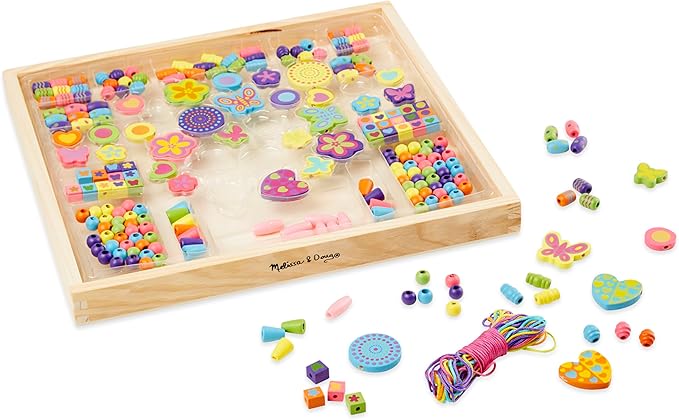 Melissa & Doug Created by Me Bead Bouquet Deluxe Wooden Bead Set With 220+ Beads for Jewelry-Making Kits for Kids 4+ - FSC-Certified