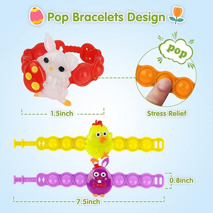NPET LED Light Up Bracelets 10 Packs Easter Party Favors for Kids, Pop Fidgets Bracelets Glow in The Dark Egg Fillers Goody Bag Stuffers for Kids Boys Girls Glow in the Dark Bracelets