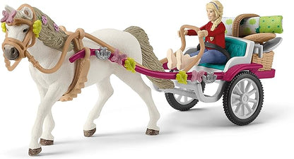 Schleich Horse Club — 32-Piece Carriage Ride with Picnic Playset, Horse and Carriage Toy Set with Doll, Stocked Picnic Basket and Accessories, Horse Toys for Girls & Boys Ages 5+