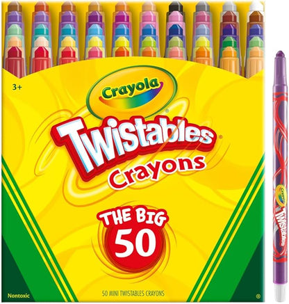 Crayola Mini Twistables Crayons for Kids (50ct), Arts & Crafts Supplies, Toddler Crayons for Coloring Books, Easter Basket Stuffer for Kids, Gifts