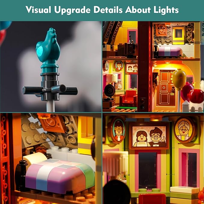 VONADO LED Light Kit Compatible with Lego 43217 Up House (NO Model), Sensing Colorful Lighting Compatible with Lego 43217 Building Toy Set (ONLY Lights)