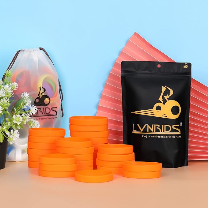 50 PCS Silicone Bracelets Wristbands for kid, Sports Rubber Elastic Wristband Bracelet for Party Decorations Favors Set Pack Orange