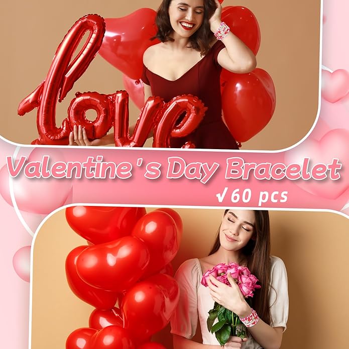 60 pcs Colorful Kids Friendship Bracelet Sets, Stackable Elastic Cute Beaded Bracelets Princess Pretend Play Bracelet Preppy Bracelets Bulk Set for Women Gift