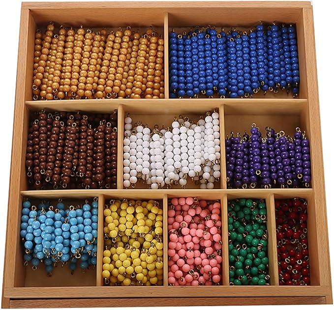 Leader Joy Montessori Math Materials Bead Decanomial with Box for Early Preschool Learning Toy