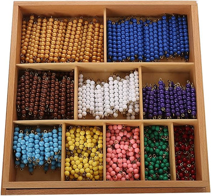 Leader Joy Montessori Math Materials Bead Decanomial with Box for Early Preschool Learning Toy