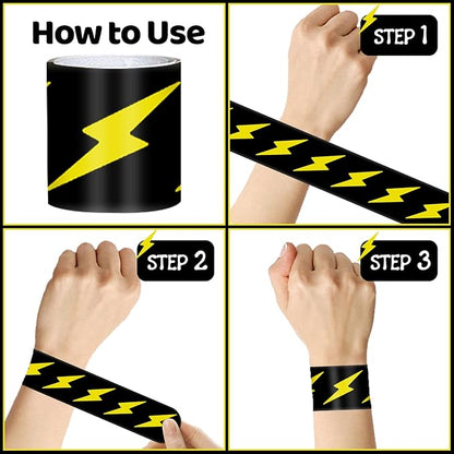 48 PCS Lightning Bolt Slap Bracelets Flash Wristbands, Party Favors, Goodie Bag Fillers for Lightning Bolt and Flash Birthday Decorations