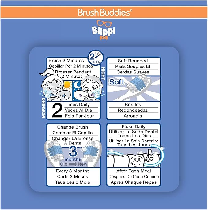 Brush Buddies Blippi Kids Toothbrushes, Manual Toothbrushes for Kids, Toothbrush for Toddlers 2-4 Years, Blippi Childrens Toothbrush, Soft Toothbrushes, 2PK