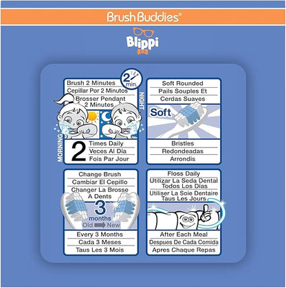 Brush Buddies Blippi Kids Toothbrushes, Manual Toothbrushes for Kids, Toothbrush for Toddlers 2-4 Years, Blippi Childrens Toothbrush, Soft Toothbrushes, 2PK