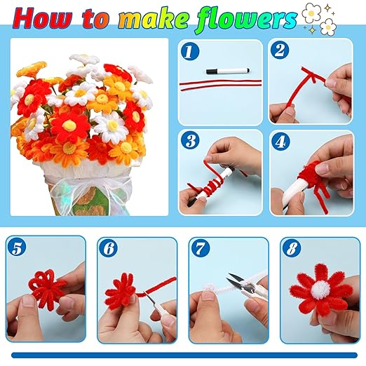200 Pcs Pipe Cleaners, 20 Colors Creative Chenille Stems Pipe Cleaners Craft, Fuzzy Pipe Cleaners Bulk for Crafts, DIY Pipe Cleaner for Home Arts and Crafts Decorations Supplies