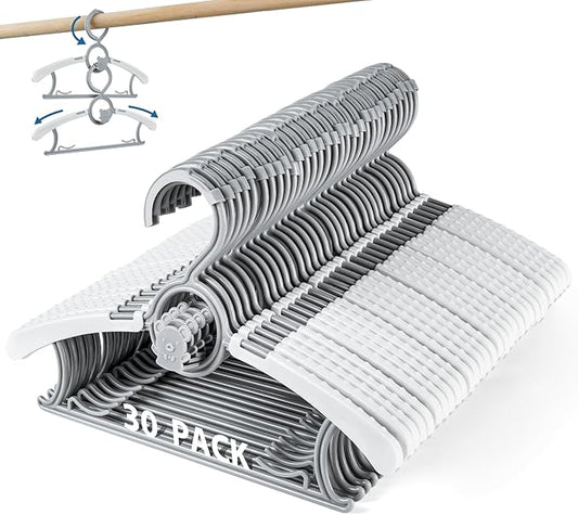 Baby Hangers 30 Pack Extendable Adjustable Kids Hangers - Stackable Kid Hangers,11-14 Inch Non-Slip Plastic Toddler Hangers for Baby Kids Children,Grey Bear Kids Clothes Hangers for Closet