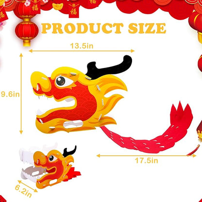 Chinese Dragon Dance Head, DIY Interesting Educational Paper Dragon Head for Kids, Material Kit of Wearable Dragon Head