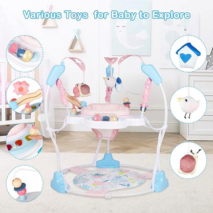 Baby Activity Center, Infant Jumpers and Bouncers with Music, Lights, Infant Toys, 360°Rotating Seat, 3 Adjustable Heights, Baby Play and Learning Center for 6+ Months