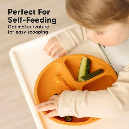 KeaBabies Suction Plates for Baby, Toddler - 3-Pack 100% Silicone Toddler Plates, Divided Baby Plates with Suction, Silicone Plates for Baby, Kids, BPA-Free, Microwave, Dishwasher Safe (Kea)