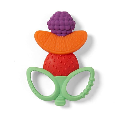 Infantino Lil' Nibbles Textured Silicone Teether -Sensory Exploration and Teething Relief with Easy to Hold Handles, Multicolor Fruit Kabob