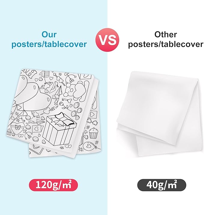 Valentines Giant Coloring Poster/Tablecloth-Valentines Day Gifts for Kids Classroom School-30 x 72 Inches Jumbo Coloring Banner Kids Crafts Games Activities Toys Decor Party Decorations