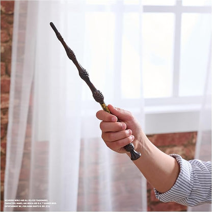Wizarding World Harry Potter, 12-inch Magical Collector Albus Dumbledore Wand with Stand & Die-cast Icon, Magical Creatures Series