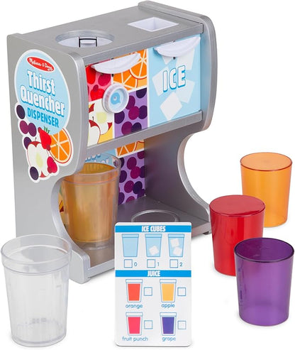 Melissa & Doug Thirst Quencher Wooden Drink Dispenser Pretend Play Set With Cups, Juice Inserts, Ice Cubes Pretend Play Soda Fountain, Food Sets For Kids Kitchen, For Kids Ages 3+ -