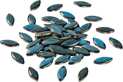 70 Pieces Petal Mosaic Tiles Ceramic Tiles, Bulk Stained Ceramic Pieces Supplies, Flower Leaves Mosaic Ceramics Mosaic Pieces Kit for DIY Crafts Plates Picture Frames Home Decorations - Light Blue