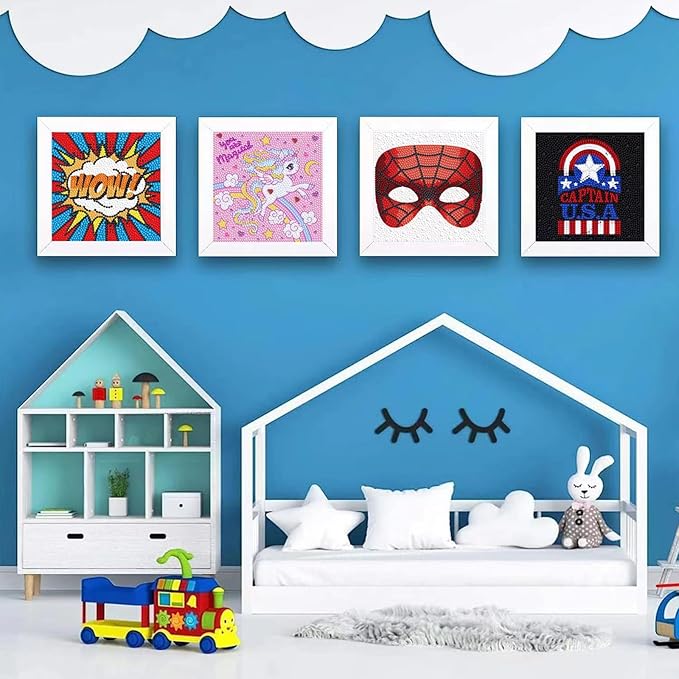 Junrife 5D Diamond Craft Kits Stickers for Kids,Gem Kids' Paint by Number Kits Mosaic Sticker - Best Gifts for Girls Over Ages 6 Easy for Kids Adult Beginners