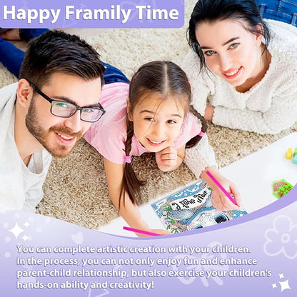 hkejoi Turtle Diamond Art Painting Kits for Kids with Frame, Cartoon Diamond Art for Kids Ages 4-6-8-12, Easy Kids Gem Art Kit with Cartoon Box for Home Wall Decor 7x7inch