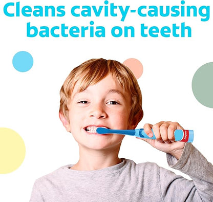 Colgate Kids Battery Powered Toothbrush, Kids Battery Toothbrush with Included AA Battery, Extra Soft Bristles, Flat-Laying Handle to Prevent Rolling, Bluey Toothbrush, 1 Pack