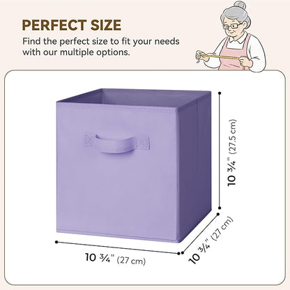 GRANNY SAYS Cube Storage Bins, 11 Inch Cube Storage Organizer, Fabric Collapsible Storage Bins, Durable Storage Cubes for Shelves, Closet, Lavender Purple, 6-Pack
