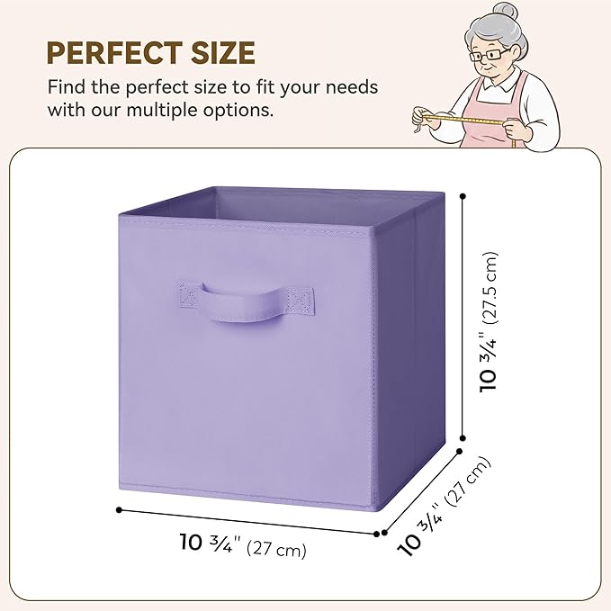 GRANNY SAYS 11 Inch Cube Storage Bins, 6 Pack Cube Storage Organizer with Handles, Storage Cubes for Shelves, Closet, Shelf Oganizer Bins, Purple Gradient