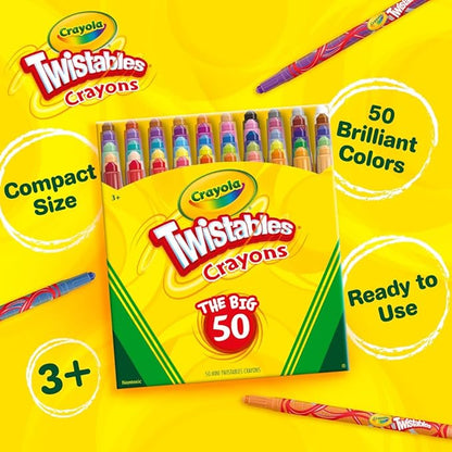 Crayola Mini Twistables Crayons for Kids (50ct), Arts & Crafts Supplies, Toddler Crayons for Coloring Books, Easter Basket Stuffer for Kids, Gifts
