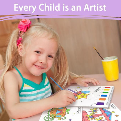 SOCOLER Paint with Water Coloring Books for Kids, Princess Theme Watercolor Painting Papers for Kids Painting Activity Kit Art Craft Birthday Gift for Toddlers