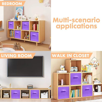 ShellKingdom Storage Bins, Foldable Fabric Storage Cubes And Cloth Storage Organizer Drawer For Closet And Toys, 2 Pack (Violet)