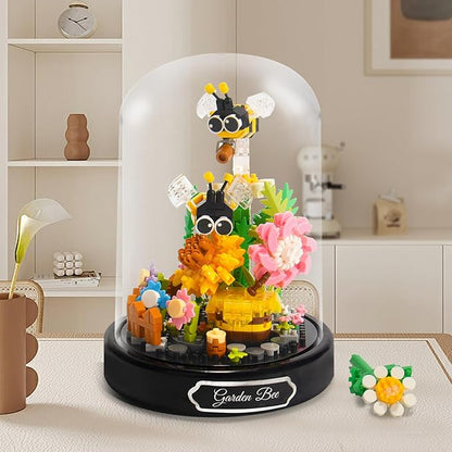 Topdear Flower Bouquet Building Set with LED String Light, Bee Flowers Botanical Collection, 588 Pcs Mini Bricks Building Blocks Toy for Boys Girls, Adults, Gift for Birthday, Christmas, Mother's Day