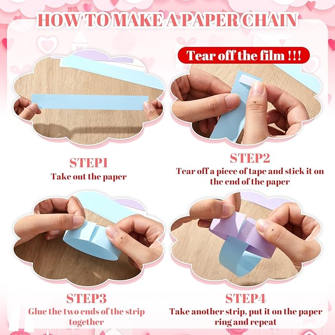 Lincia 600 Sheet Paper Chain Garland Strips 1x8 Inch with Double Sided Tape, DIY Construction Paper Chains for Birthday Wedding Holiday Party Decorations, Crafts Supplies (Morandi Color)